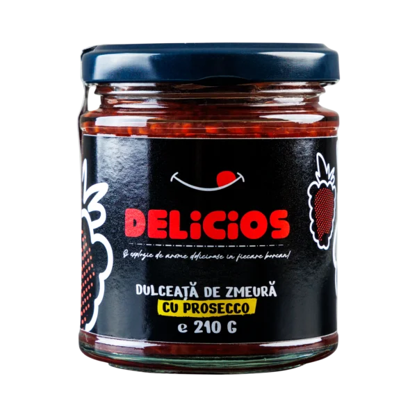 Dulceață de Zmeură cu Prosecco, Delicatesă Rafinatî cu Zmeură Proaspătă și Efervescență Prosecco 210g